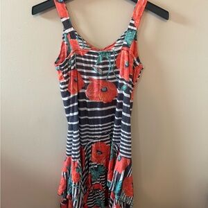 Floral Striped Midi Dress. #A0010